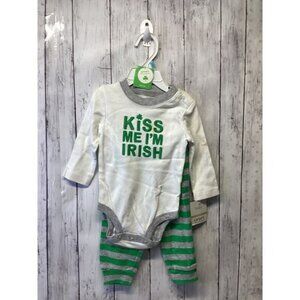 Carter's St Patrick's Day Kiss Me I'm Irish Bodysuit Stripe Pants Size 6 months